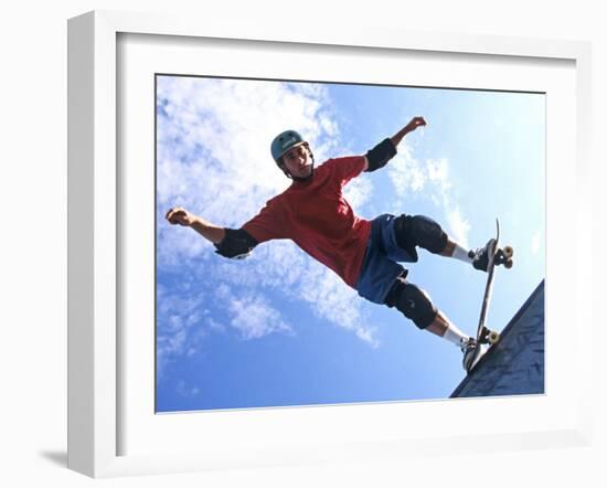 Skateboarder in Action on the Vert-null-Framed Photographic Print