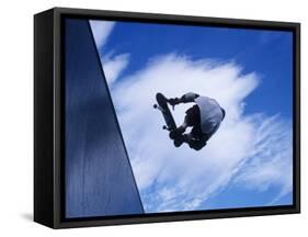 Skateboarder in Action over the Vert-null-Framed Stretched Canvas