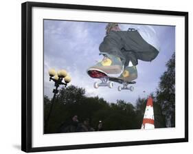 Skateboarder in Midair-null-Framed Photographic Print