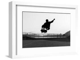 Skateboarder Jumping in a Bowl of a Skate Park-Will Rodrigues-Framed Photographic Print