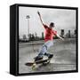 Skateboarder Performing Tricks-null-Framed Stretched Canvas