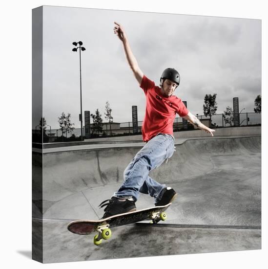 Skateboarder Performing Tricks-null-Stretched Canvas