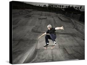 Skateboarder Performing Tricks-null-Stretched Canvas