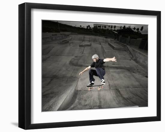 Skateboarder Performing Tricks-null-Framed Premium Photographic Print