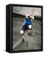 Skateboarder Performing Tricks-null-Framed Stretched Canvas