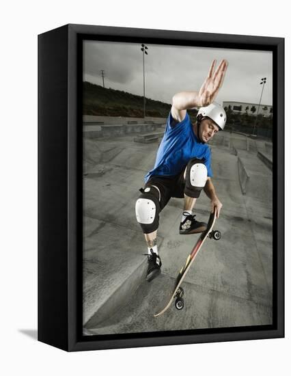 Skateboarder Performing Tricks-null-Framed Stretched Canvas