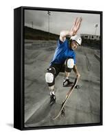 Skateboarder Performing Tricks-null-Framed Stretched Canvas