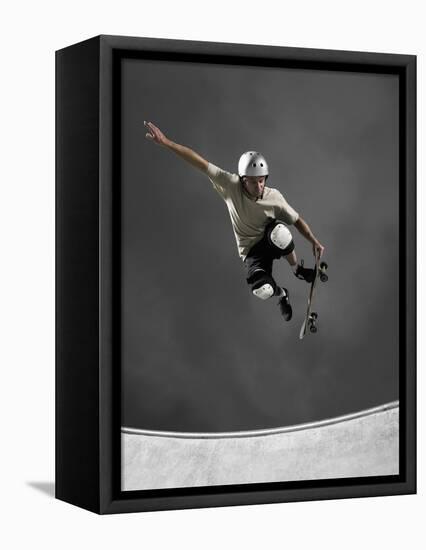 Skateboarder Performing Tricks-null-Framed Stretched Canvas