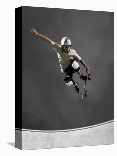 Skateboarder Performing Tricks-null-Stretched Canvas