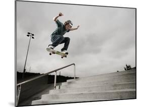 Skateboarder Performing Tricks-null-Mounted Premium Photographic Print