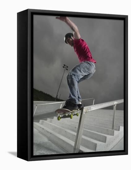 Skateboarder Performing Tricks-null-Framed Stretched Canvas