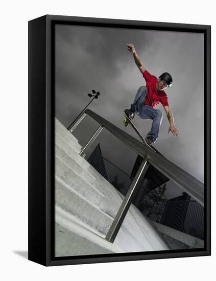 Skateboarder Performing Tricks-null-Framed Stretched Canvas