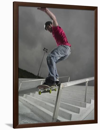 Skateboarder Performing Tricks-null-Framed Photographic Print