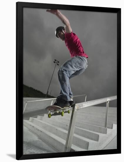 Skateboarder Performing Tricks-null-Framed Photographic Print