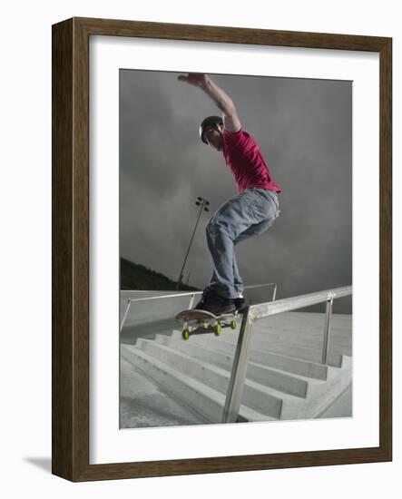 Skateboarder Performing Tricks-null-Framed Photographic Print