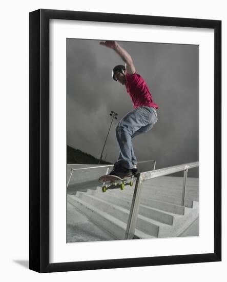 Skateboarder Performing Tricks-null-Framed Photographic Print