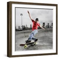 Skateboarder Performing Tricks-null-Framed Photographic Print