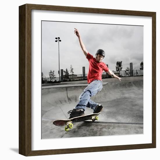 Skateboarder Performing Tricks-null-Framed Photographic Print