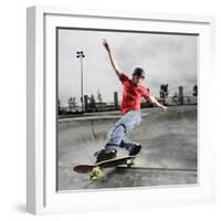 Skateboarder Performing Tricks-null-Framed Photographic Print