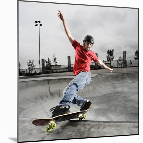 Skateboarder Performing Tricks-null-Mounted Photographic Print