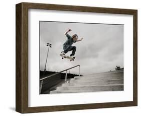 Skateboarder Performing Tricks-null-Framed Photographic Print