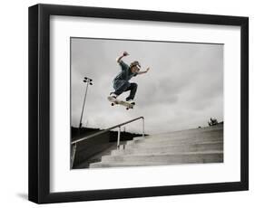 Skateboarder Performing Tricks-null-Framed Photographic Print