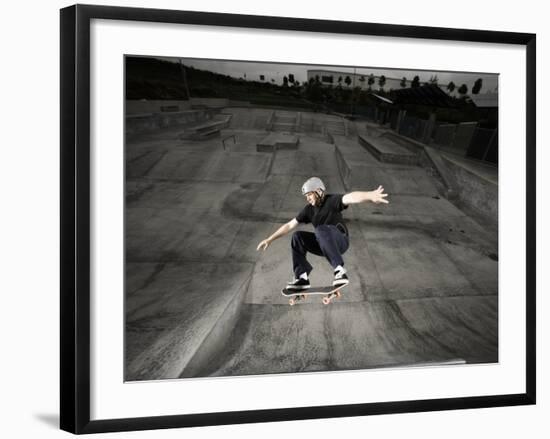 Skateboarder Performing Tricks-null-Framed Photographic Print