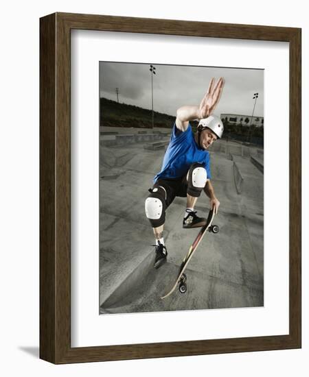 Skateboarder Performing Tricks-null-Framed Photographic Print