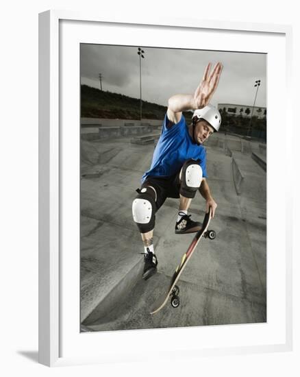 Skateboarder Performing Tricks-null-Framed Photographic Print