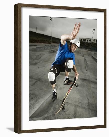 Skateboarder Performing Tricks-null-Framed Photographic Print