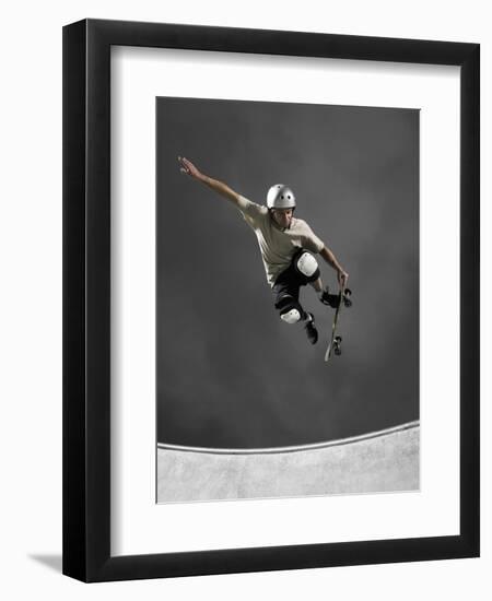 Skateboarder Performing Tricks-null-Framed Photographic Print