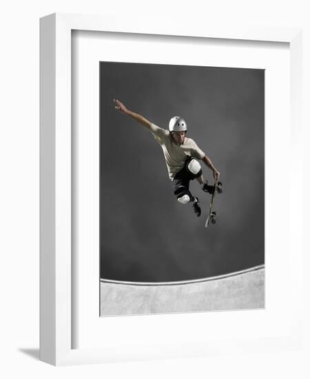 Skateboarder Performing Tricks-null-Framed Photographic Print