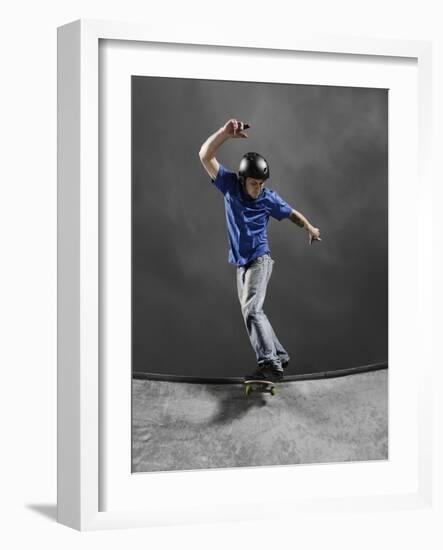 Skateboarder Performing Tricks-null-Framed Photographic Print