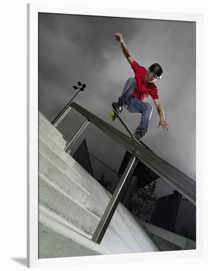 Skateboarder Performing Tricks-null-Framed Photographic Print