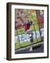 Skateboarder with Graffiti Background-null-Framed Photographic Print