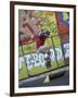 Skateboarder with Graffiti Background-null-Framed Photographic Print