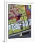 Skateboarder with Graffiti Background-null-Framed Photographic Print