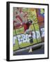 Skateboarder with Graffiti Background-null-Framed Photographic Print