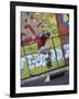 Skateboarder with Graffiti Background-null-Framed Photographic Print