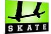 Skateboarding Green Sports-null-Mounted Art Print