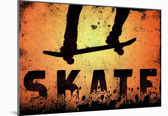 Skateboarding Orange SporTSPoster-null-Mounted Poster