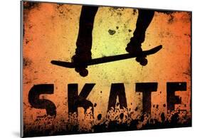 Skateboarding Orange SporTSPoster-null-Mounted Poster