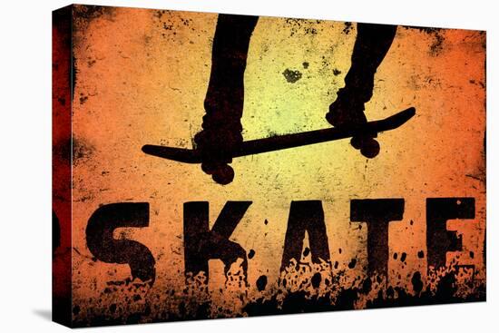 Skateboarding Orange SporTSPoster-null-Stretched Canvas