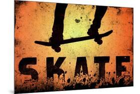 Skateboarding Orange SporTSPoster-null-Mounted Poster