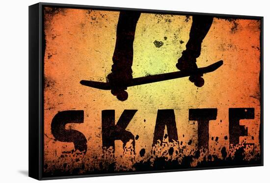 Skateboarding Orange SporTSPoster-null-Framed Stretched Canvas