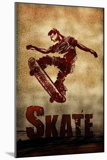 Skateboarding Skate Sketch Sports Poster Print-null-Mounted Poster