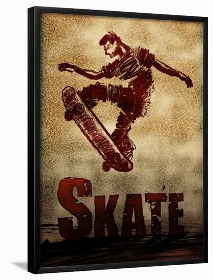 Skateboarding Skate Sketch Sports Poster Print-null-Framed Poster