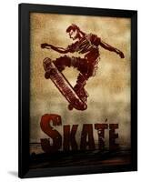 Skateboarding Skate Sketch Sports Poster Print-null-Framed Poster