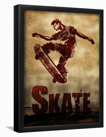 Skateboarding Skate Sketch Sports Poster Print-null-Framed Poster