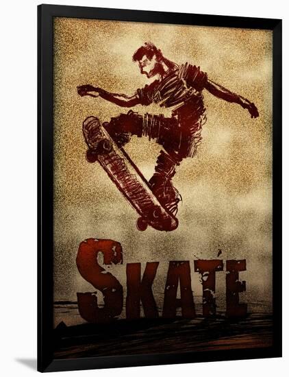 Skateboarding Skate Sketch Sports Poster Print-null-Framed Poster